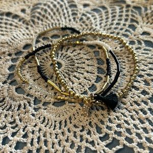 Keep Collective Three strand stretch bracelet- black /gold